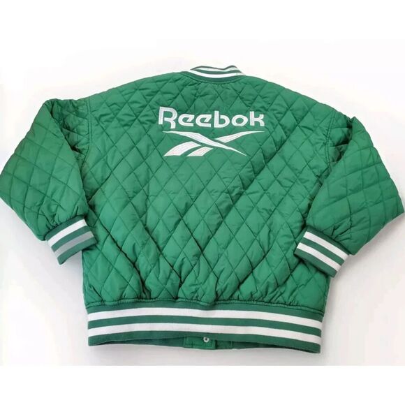 Reebok Forever 21 Collab Women's Jacket Quilted Green Small Embroidered Big Logo - Picture 2 of 8